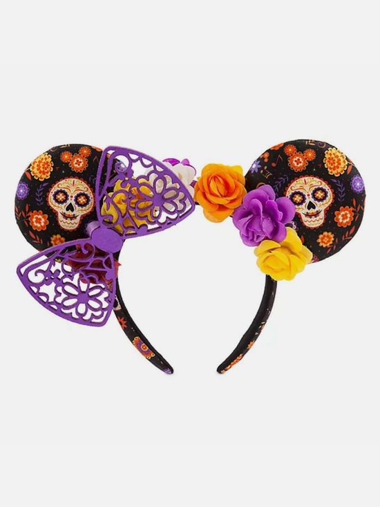 Disney Parks Coco Dia De Los Muertos Floral Skull Halloween Headband Ears main image 5